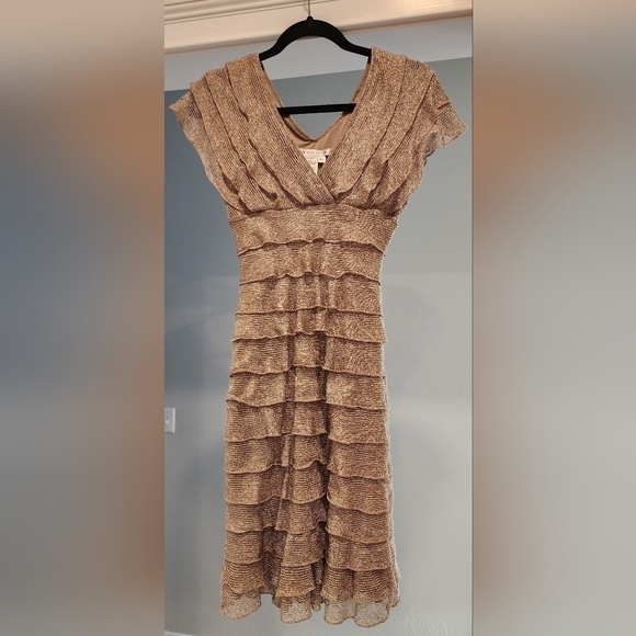 Stunning Max Studio layered champagne colored dress. Size XS - Picture 5 of 10